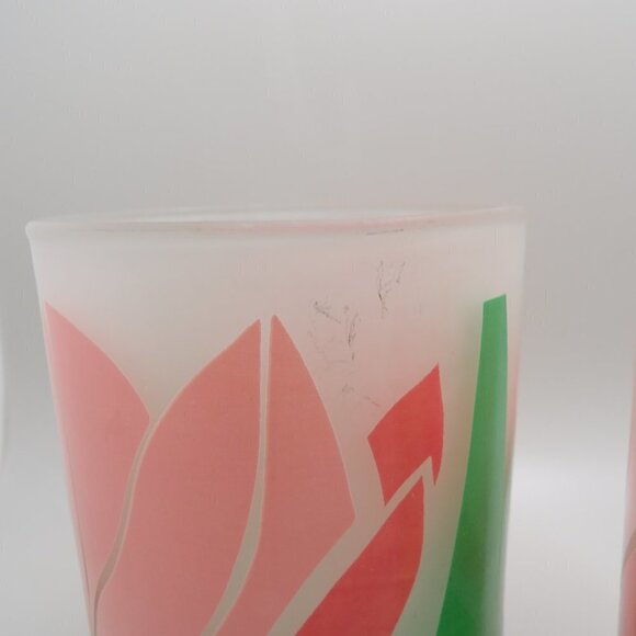 Retro La Rue Tulip Frosted tumbler glasses unique, rare pair - Picture 6 of 7